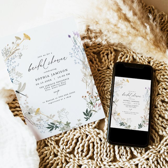 Delicate Boho Wildblume Butterfly Brautparty Einladung (Von Creator hochgeladen)