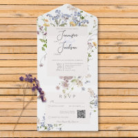 Delicate Boho Wildblumen White QR Code