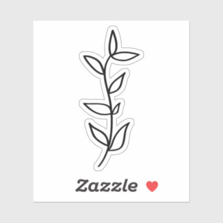 Delicate Botanical Leaf Design Black Line Art  Aufkleber