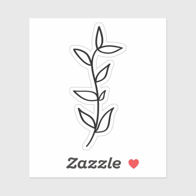 Delicate Botanical Leaf Design Black Line Art  Aufkleber (Blatt)