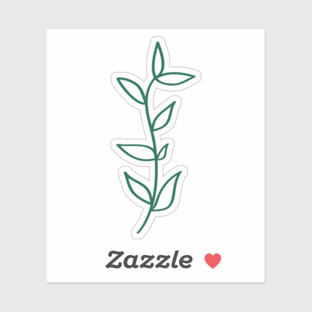 Delicate Botanical Leaf Design Green Line Art  Aufkleber (Blatt)