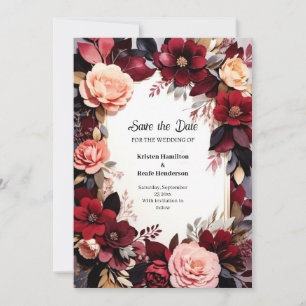 Delicate Burgundy Rustic Save The Date