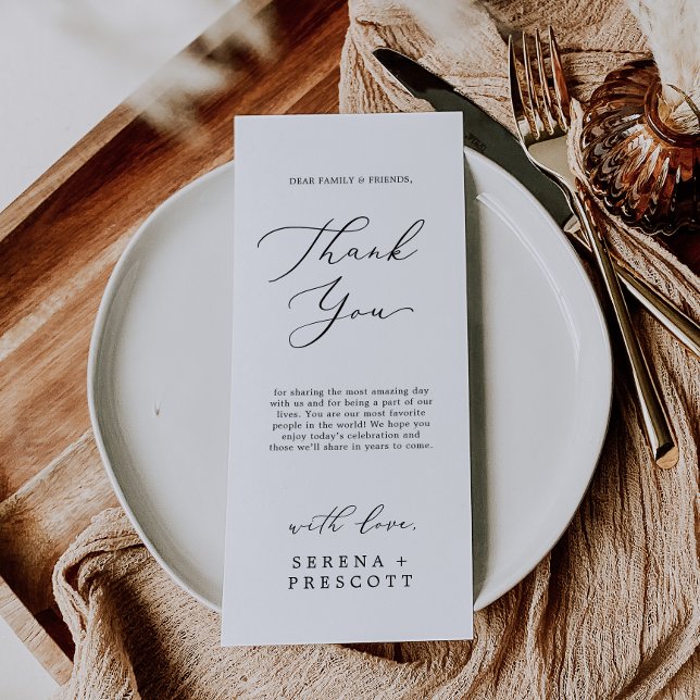 Delicate Calligraphy Tee Vielen Dank Empfang Card Menükarte (Von Creator hochgeladen)