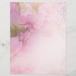 Delicate Cherry Blossom & Damask Scrapbook Paper