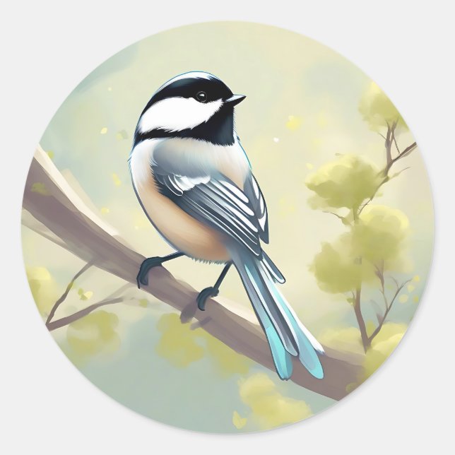 Delicate Chickadee Bird Runder Aufkleber (Vorderseite)
