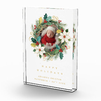 Delicate Classy First Christmas Wreath Baby Photo Fotoblock
