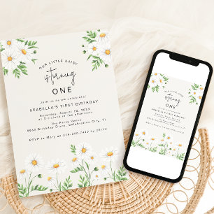 Delicate Daisies   KINDERGEBURTSTAG PARTY EINLADUN Einladung