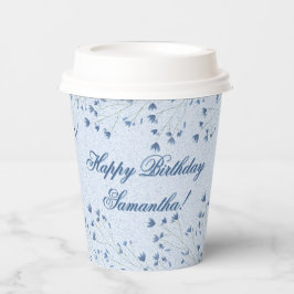 Delicate Dark Blue Wildblumen Geburtstagsparty Pappbecher