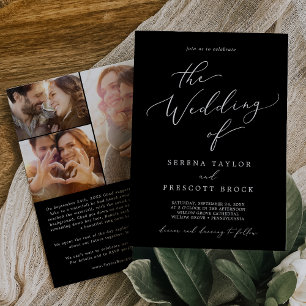 Delicate Dunkel Schwarz Vorschlag Story Wedding Einladung