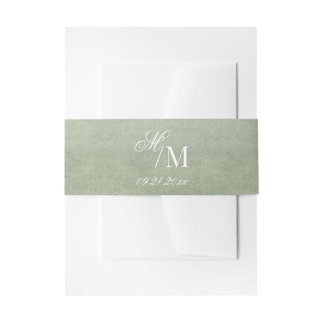 Delicate Elegant Minimal Sage Green Wedding Einladungsbanderole (Vorderseite Beispiel)