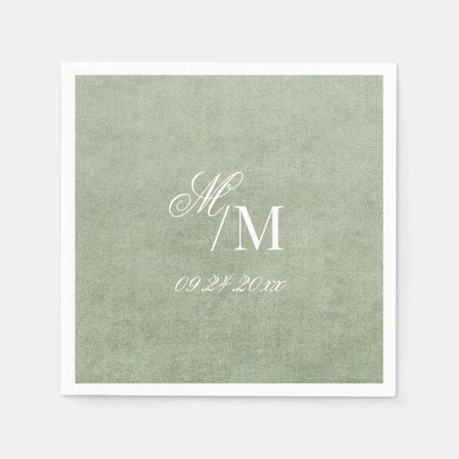 Delicate Elegant Minimal Sage Green Wedding Serviette (Vorderseite)
