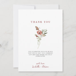 Delicate Fall Floral Butterfly Bouquet Dankeskarte