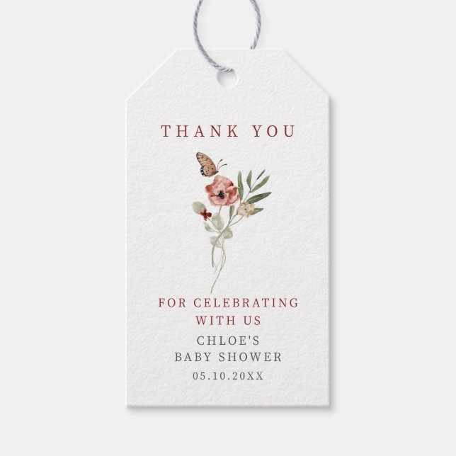 Delicate Fall Floral Butterfly Bouquet Geschenkanhänger (Vorderseite)