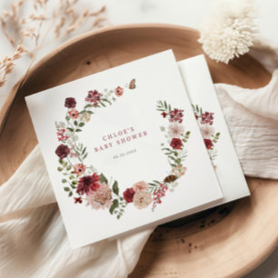 Delicate Fall Floral Wreath Baby Dusche Serviette