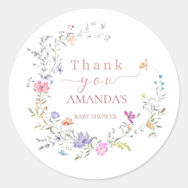 Delicate Floral  Baby Shower Thank You  Sticker (Vorderseite)