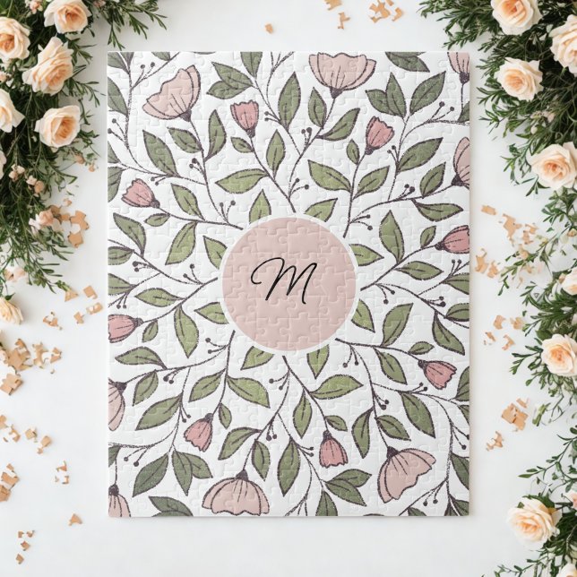Delicate Floral Custom Monogram Puzzle (Von Creator hochgeladen)