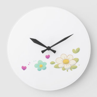 Delicate Floral Illustration Wall Clock – Nature Große Wanduhr
