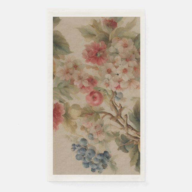 Delicate Flowers and French Fruits. Painted Style Serviette (Vorderseite)