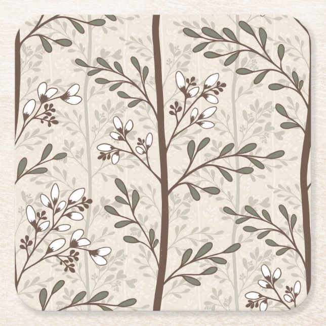 Delicate Flowers in Bloom XL3 floral silhouette Rechteckiger Pappuntersetzer (Vorderseite)