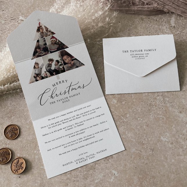 Delicate Frohe Weihnachtsbaum Multi Foto Urlaub All In One Einladung (Von Creator hochgeladen)