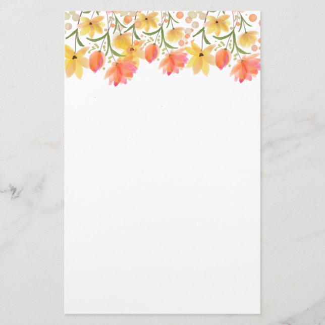 Delicate Garden Floral Monogram Stationery Paper Briefpapier (Vorderseite)