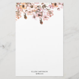 Delicate Garden Floral Monogram Stationery Paper Briefpapier
