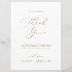 Delicate Gold 6.5 x 8.75" Vielen Dank Empfang Card Menükarte