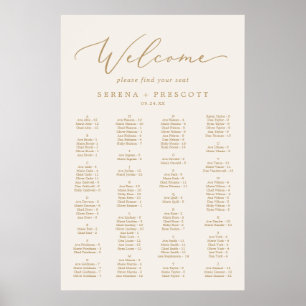 Delicate Gold and Cream Alphabetical Seating Chart Poster