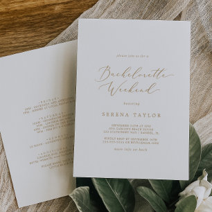 Delicate Gold Calligraphy Bachelorette Einladung