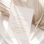 Delicate Gold Calligraphy | Cream Confirmation Einladung<br><div class="desc">This delicate gold calligraphy cream confirmation invitation is perfect for a modern religious event. The romantic minimalist design features lovely and elegant champagne golden yellow typography on an ivory cream background with a clean and simple look.</div>