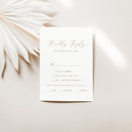 Delicate Gold Calligraphy Menü Auswahl RSVP Karte