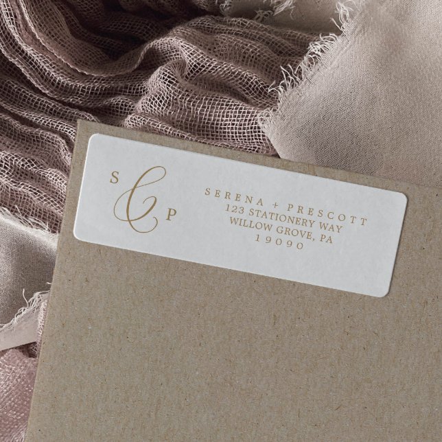Delicate Gold Calligraphy Return Address Label (Von Creator hochgeladen)