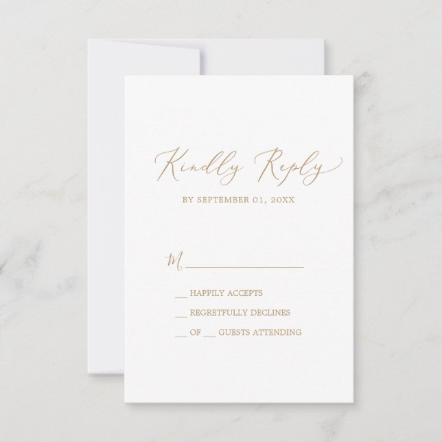 Delicate Gold Calligraphy Simple RSVP Card (Vorderseite)