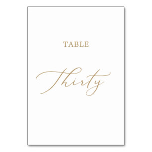 Delicate Gold Calligraphy Table 30 Tischnummer
