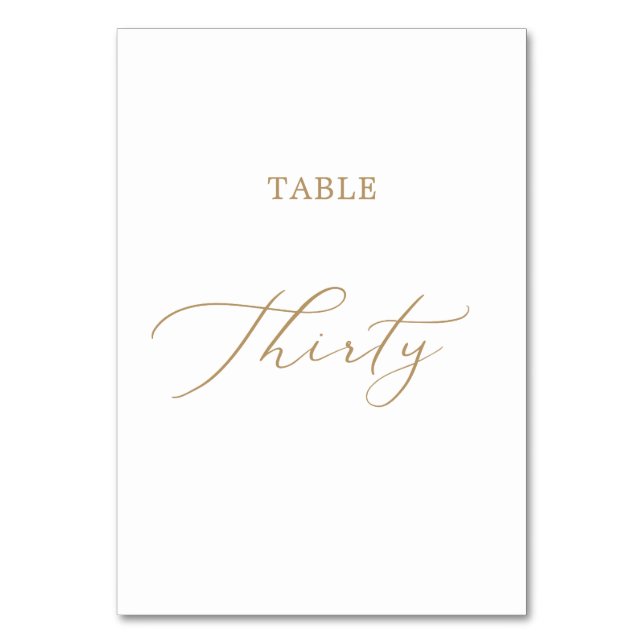 Delicate Gold Calligraphy Table 30 Tischnummer (Vorderseite)