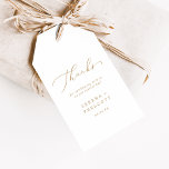 Delicate Gold Calligraphy Vielen Dank für Ihre Unt Geschenkanhänger<br><div class="desc">Diese delikate Goldkalligraphie danken Ihnen für Geschenkmarken sind perfekt für eine moderne Hochzeit. Das romantische minimalistische Design besticht durch eine hübsche und elegante Champagner-goldgelbe Typografie auf weißem Hintergrund mit einem klaren und schlichten Look. Personalisieren Sie die Etiketten mit Ihren Namen und dem Datum. Ändern Sie die Formulierung in Anzug jedes...</div>