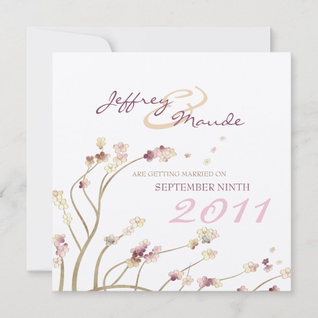 Delicate Gold Cherry Blossom Save the Date (Vorderseite)