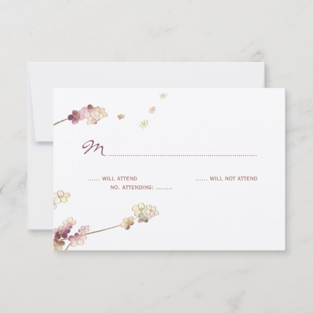 Delicate Gold Cherry Blossom Wedding RSVP (Vorderseite)