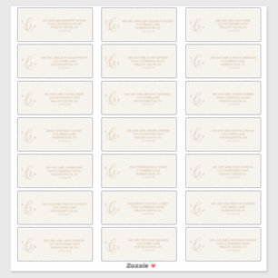 Delicate Gold Cream Monogram Guest Address Labels