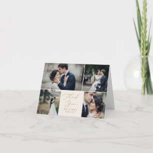 Delicate Gold Creme 4 Foto Template Vielen Dank Dankeskarte