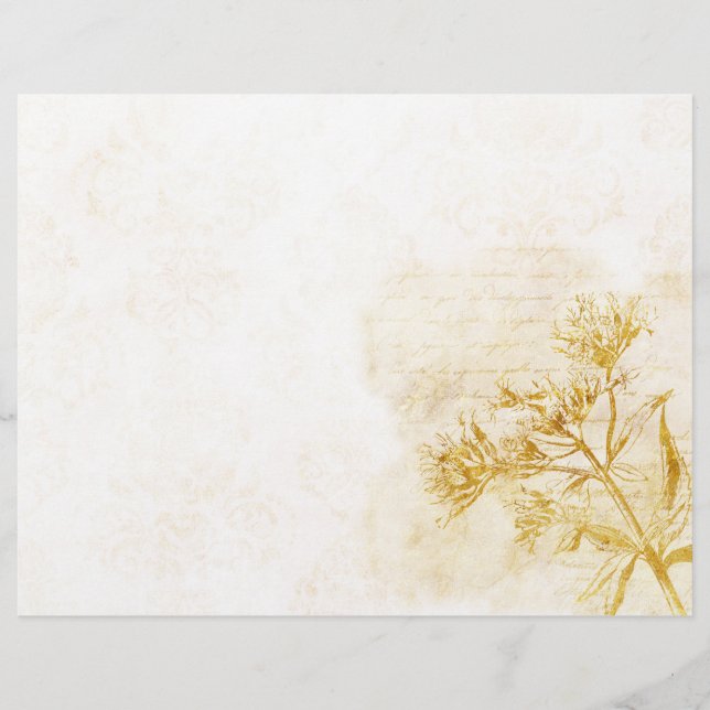 Delicate Gold Floral & Damask Scrapbook Ephemere (Vorderseite)