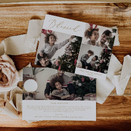 Delicate Gold Gesegnet 4 Foto Weihnachtsbrief Feiertagskarte