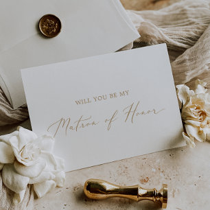 Delicate Gold Matron of Honor Proposal Card Einladung