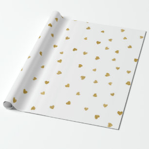 Delicate Gold Sepia Hearts Confetti White Gevor Geschenkpapier