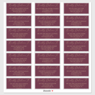 Delicate Gold und Burgundy Guest Address Labels