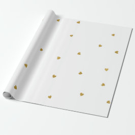 Delicate Golden Hearts Confetti Dots White Geschenkpapier
