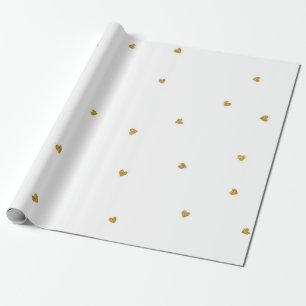 Delicate Golden Hearts Confetti Dots White Geschenkpapier