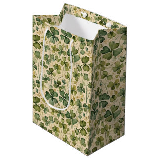 Delicate Green Shamrocks Seamless Mittlere Geschenktüte