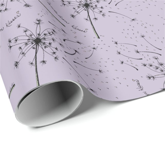 Delicate Green Wildblume Dandelion Kisses Floral Geschenkpapier (Rolleneckpunkt)