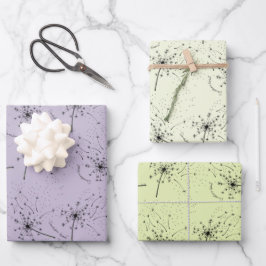 Delicate Green Wildblume Dandelion Kisses Floral Geschenkpapier Set